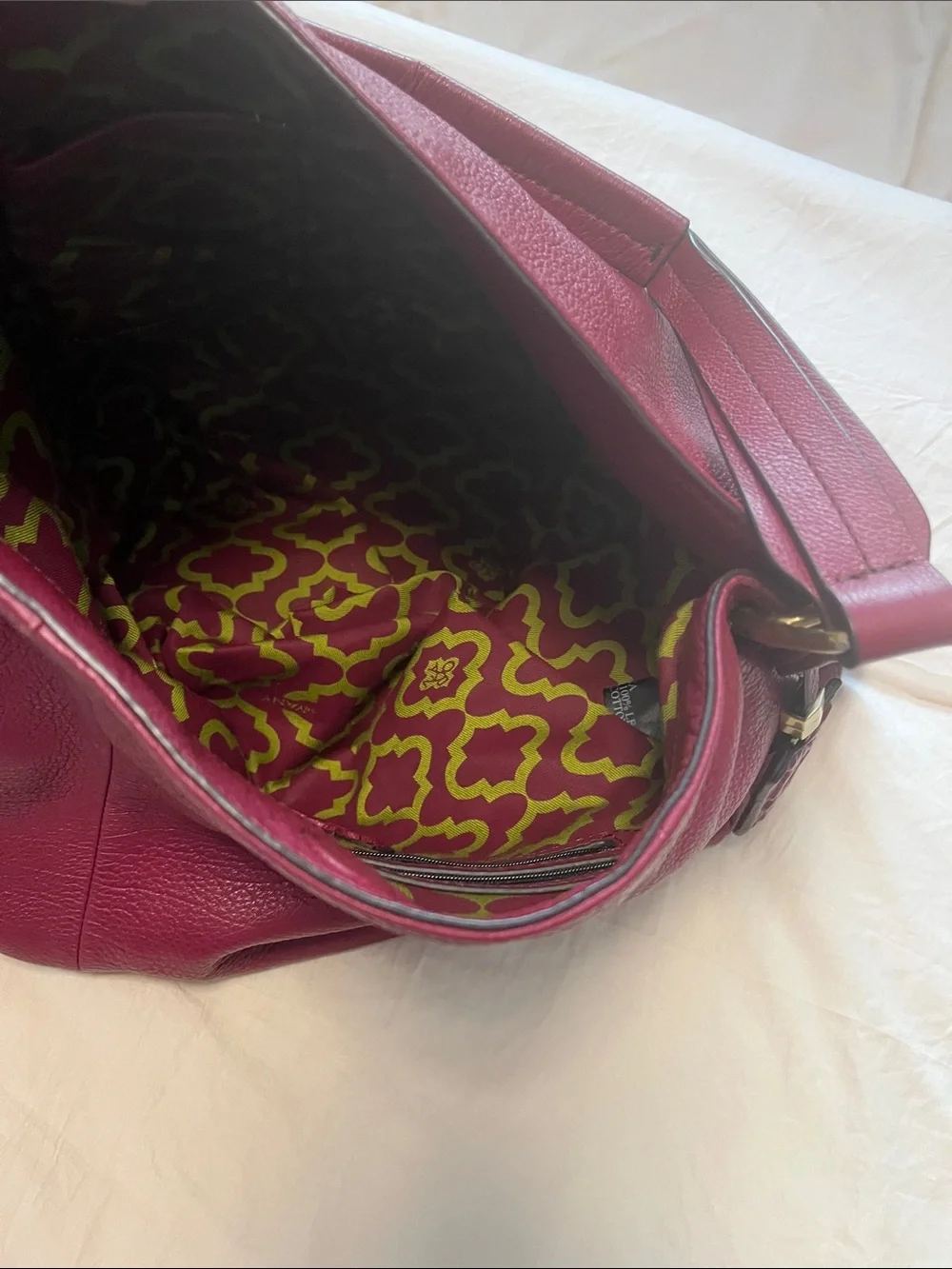 DR YANY Leather Hobo Bag in Deep Burgundy